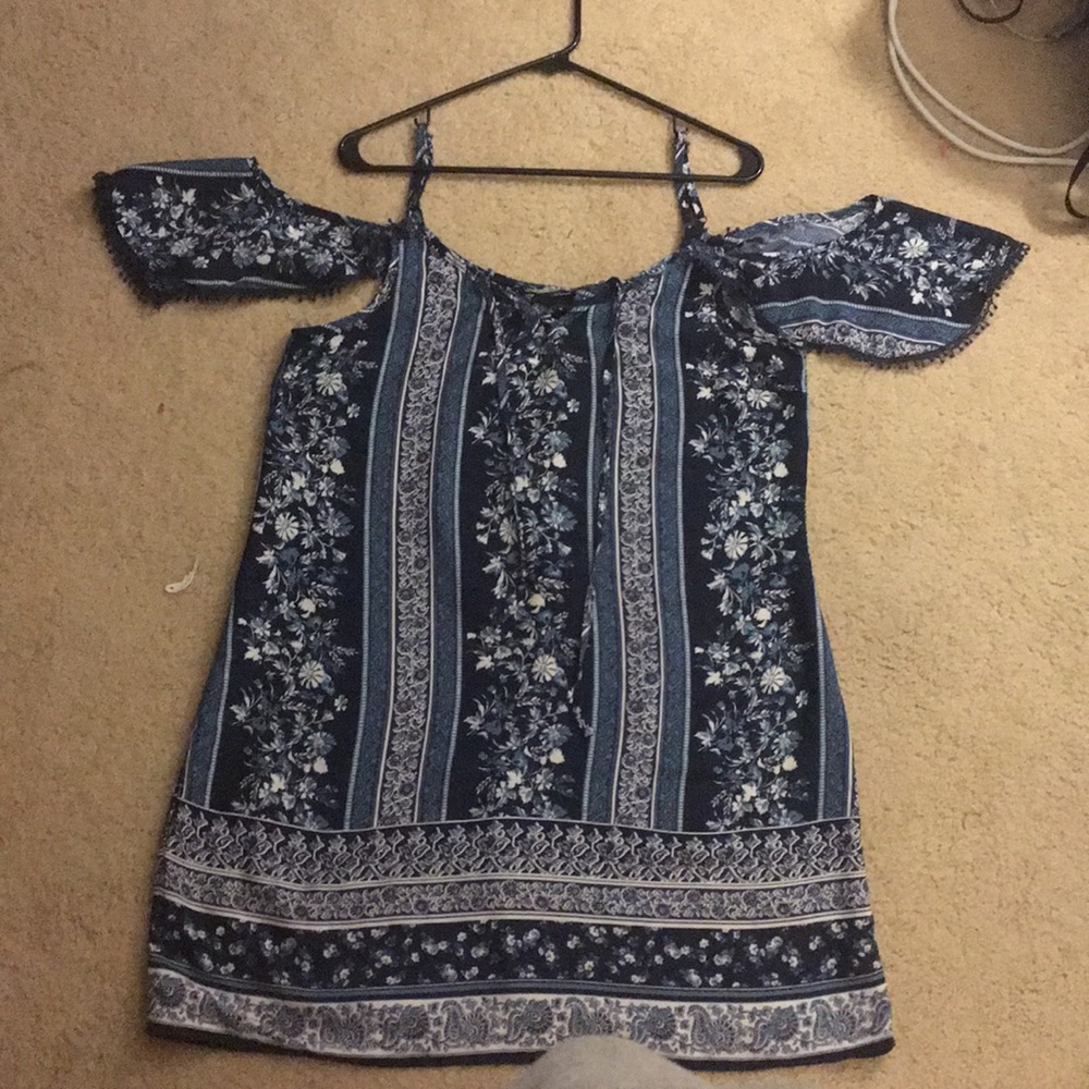 Blue off the shoulder dress